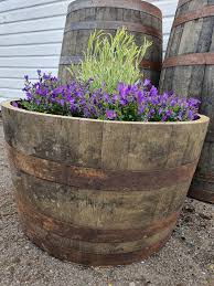 Oak Barrel Whisky Whiskey Planter Half