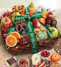 happy birthday fruit sweets basket
