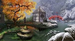 Hd Wallpaper Japanese Garden Painting