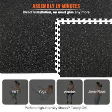 vevor 12 pcs 1 2 inch thick gym floor mats 24 x 24 eva foam rubber top interlocking workout floor mats with 48 sq ft coverage waterproof