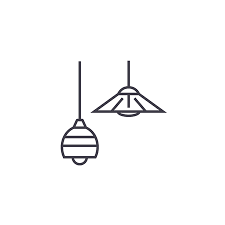 Ceiling Lamps Vector Line Icon Sign