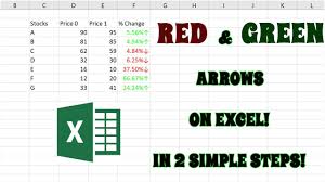 down arrows in red and green on excel