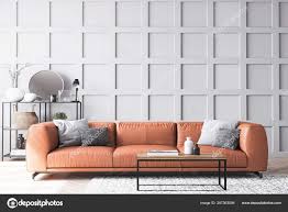 orange leather sofa scandinavian living