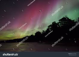 Northern Lights Aurora Borealis Over Trees Stock Photo Edit