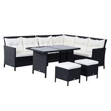 Outsunny 8 Seater Rattan Corner Dining