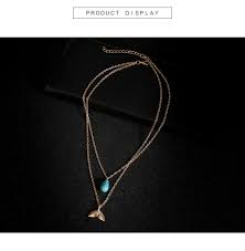 Wholesale Fish Tail Pendant Clavicle Necklace Chains Water Drop Stone Charm Necklace Fashion Accessory Women Jewelry Turquoise Jewelry Wholesale