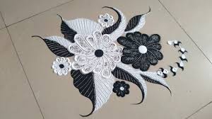New Latest Amazing Black White Colour Combination Rangoli Design By Jyoti Raut Rangoli