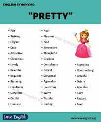 Useful Synonyms For Pretty In English