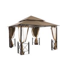 Sturdy and durable, this gazebo is comprised of high quality aluminum structure with a powder coated granulated finish. Hampton Bay 12 Ft X 12 Ft Outdoor Patio Harbor Gazebo The Home Depot Canada