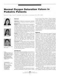 Pdf Normal Oxygen Saturation Values In Pediatric Patients