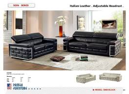 Italian Black Leather Sofa Loveseat