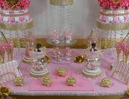 These banner pink candy wrappers will be a charming way to help the celebrate your special baby shower day. Princess Baby Shower Pink And Gold Baby Shower Candy Buffet Catch My Party