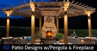 Look for variations on the designs, like this incredibly spacious covered patio features a small outdoor kitchen, a large formal dining table and a cozy wicker seating area in front of a massive. 40 Best Patio Designs With Pergola And Fireplace Covered Outdoor Living Space Ideas