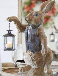 Rabbit With Lantern Antique Farmhouse