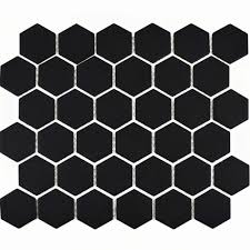 black hexagon matt mosaic tile luxury