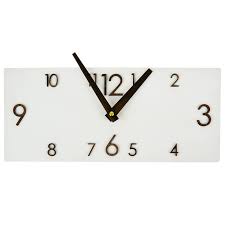 White Rectangle Wooden Wall Clock