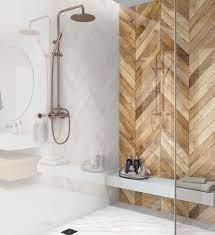 Wooden Tiles Acrylic Shower Wall Panel