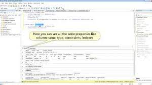 shortcut to see table properties in sql