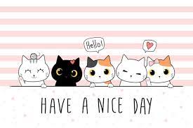 Cute Cat Kitten Family Greeting Cartoon
