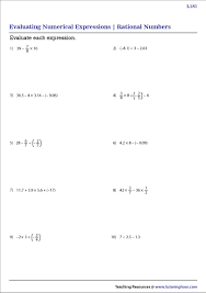 rational numbers worksheets