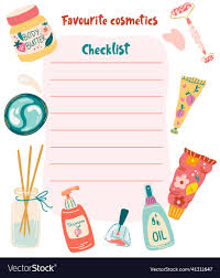 cosmetics checklist set of beauty and