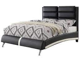 Black Faux Leather Queen Bed F9340