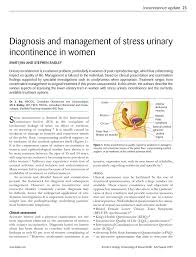 Pdf Diagnosis And Management Of Stress Urinary Incontinence