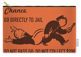 Using a 'get out of. Chance Card Vintage Monopoly Go Directly To Jail Carry All Pouch For Sale By Design Turnpike