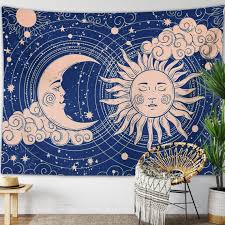 Buy Sun Moon Tapestry Blue Celestial