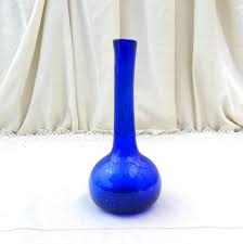 Vintage French Bottle Blue Blown Glass