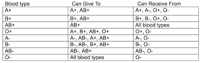 Systematic Positive And Negative Blood Type Chart Blood Type