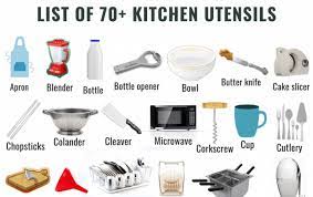 list of 70 kitchen utensils names with
