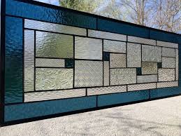 smokey blue textured stained glass