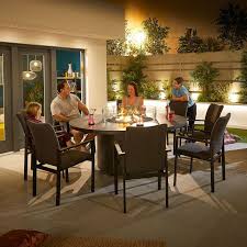 8 Seat Round Dining Set With Firepit Table