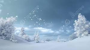 an animated winter scene with trees and