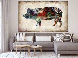 Pig Canvas Art Farmhouse Wall Decor Pig