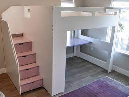 Queen Loft Bed In Lavender And White