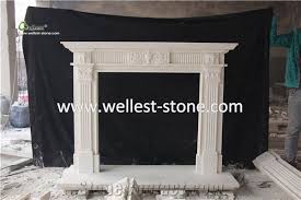 white limestone fireplace mantel
