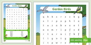 Garden Birds Word Search Teacher Made