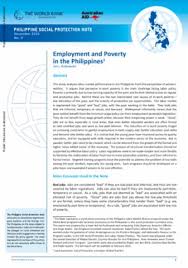 Improving access to clean water. Employment And Poverty In The Philippines