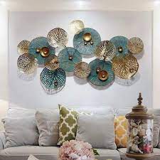 Blue Golden Metal Wall Art Living