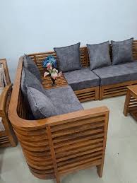 kce rectangular teak wood sofa set