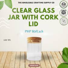 100ml Clear Glass Jar With Cork Lid For
