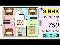 3 Bhk House Plan In 750 Sq Feet 25 X