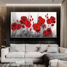 Romantic Red Poppies Flower Painting On