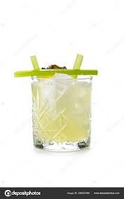 Alcohol Cocktail Pineaple Celery Crystal Glass Isolated
