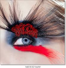 black bird woman eye makeup macro red
