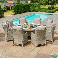 Round Dining Set With Rattan Lazy Susan