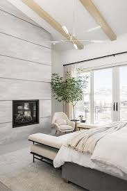 Bedroom Fireplace Clad In Gray Textured