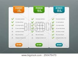 Price Plans Comparison Infographic Tab With 3 Columns Web